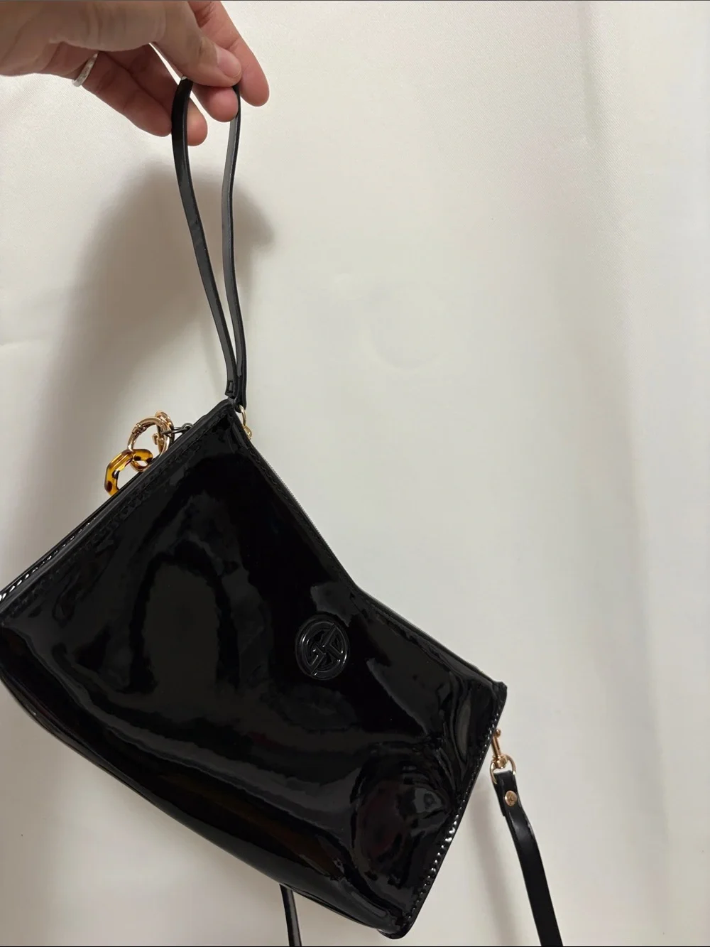 Giorgio Armani Black Patent Leather 3 in 1 Bag  with dust bag